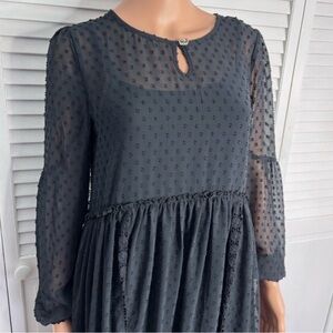 MATILDA JANE Charlie Swiss Dot Black Overlay Sheer Dress Size Large